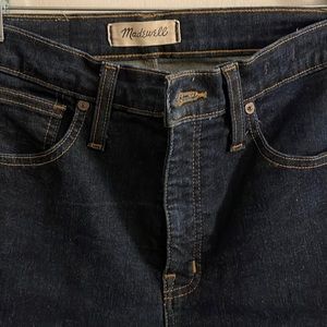 10” high rise dark blue madewell skinny jeans